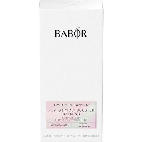 Babor HY-ÖL Cleanser & Phyto Calming Booster Set in elegant packaging – gentle two-step cleansing system for sensitive and irritated skin