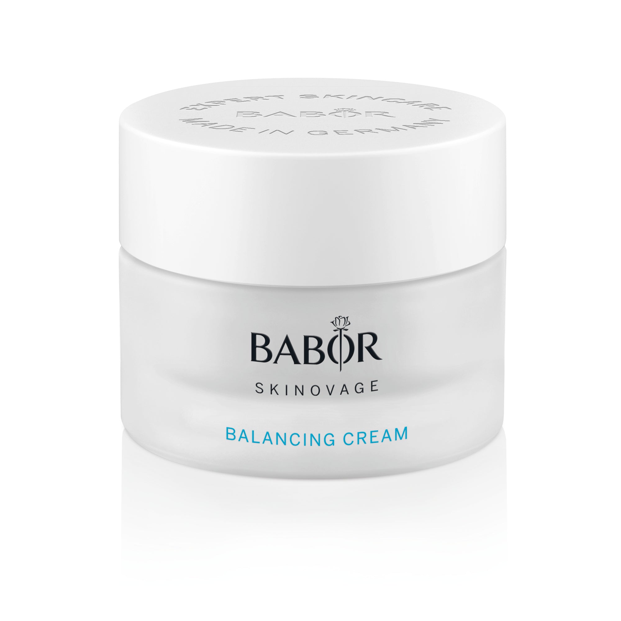 Smooth texture of Babor Balancing Cream shown in application – nourishing formula that refines pores and promotes balanced skin