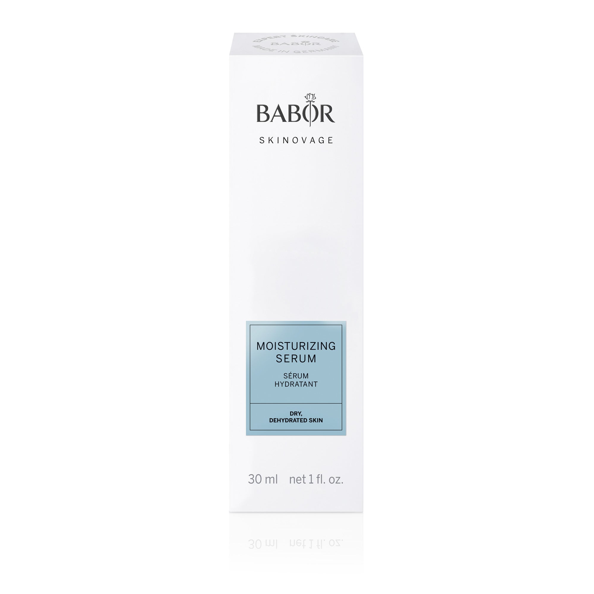Lightweight, fast-absorbing Babor Moisturizing Serum for intense skin hydration and smooth texture.
