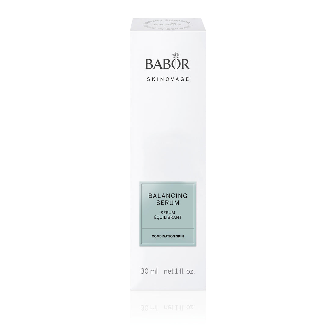Babor Balancing Serum in sleek white and silver packaging – targeted serum for combination skin to refine pores and balance oil and moisture.